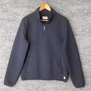 Marine Layer Corbet Quilted Quarter Zip Pullover Mens Sz M Blue Coastal Gorpcore